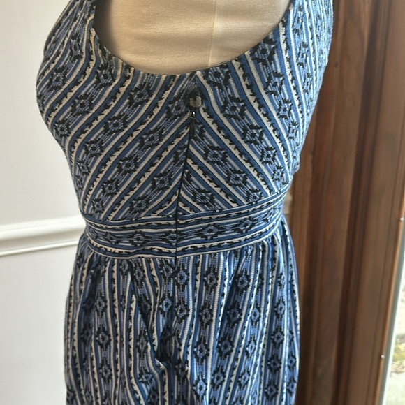 Anthropologie Maeve Lazuli Dress Blue Geometric ALine Size 6 EUC - Picture 7 of 9